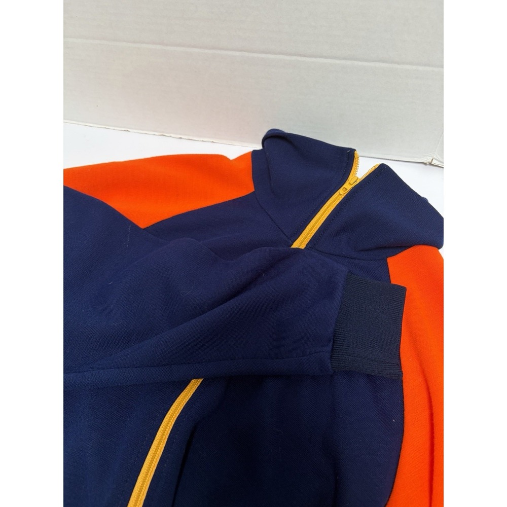 Forty Love Vintage Acrylic Colorblock Navy Tennis Jacket Sz L *See Measurements